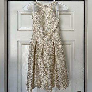 B Darlin White and Gold Sparkly Dress.